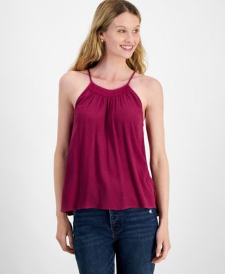 Hippie Rose - Juniors' Sleeveless Crochet-Trim Halter Top