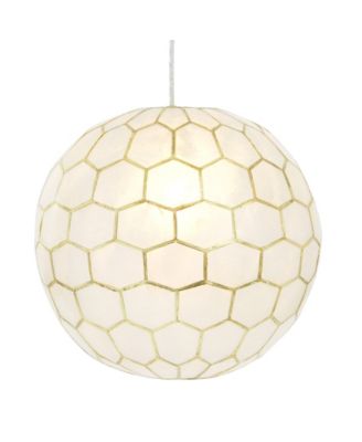 Capiz Honeycomb Globe Pendant Light Capiz White Seashells with Antique