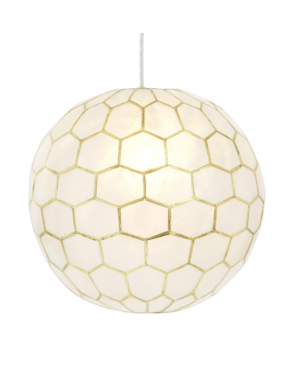 Storied Home Capiz Honeycomb Globe Pendant Light Capiz White Seashells With Antique In Gold