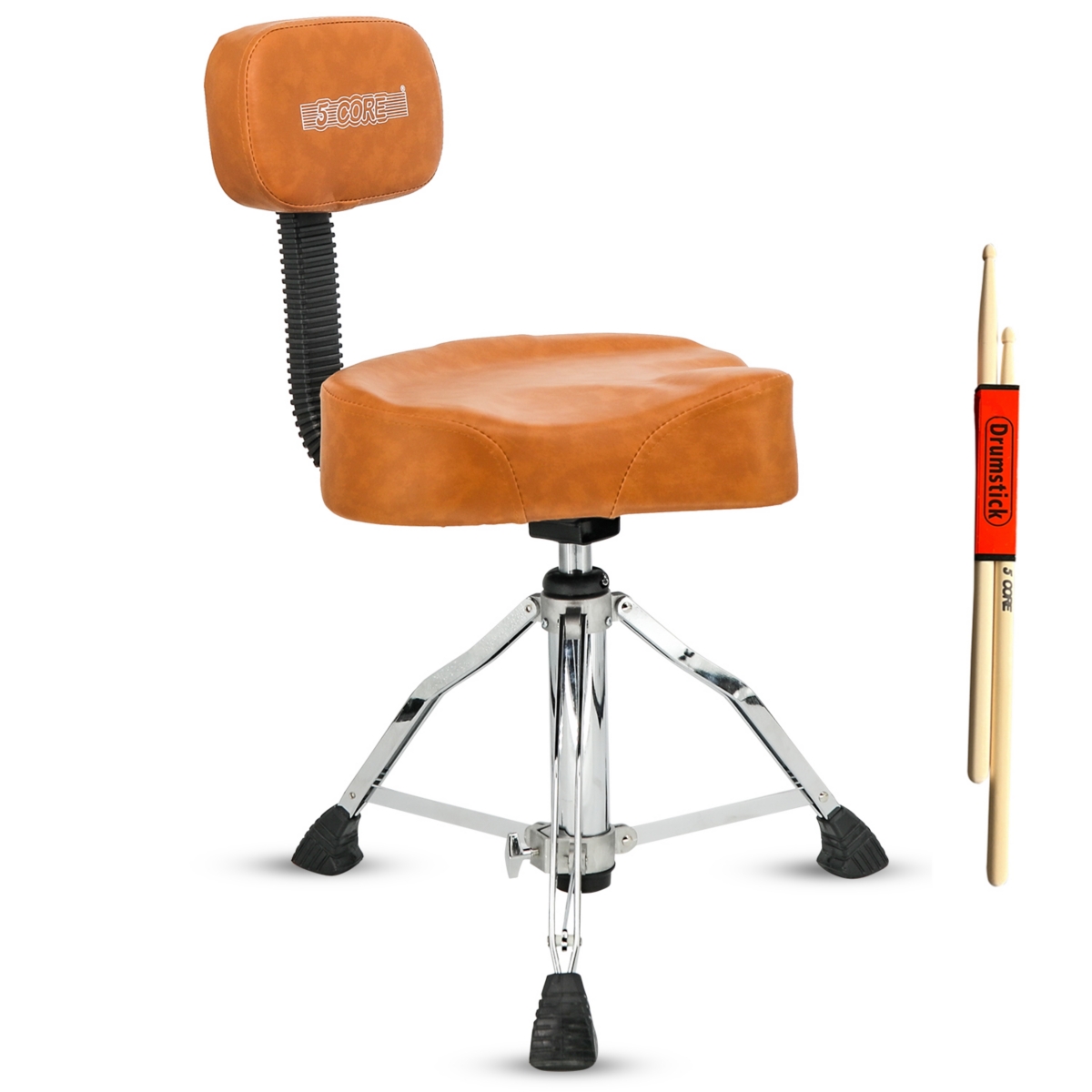 5 Core Drum Throne with Backrest • Swivel Height Adjustable Guitar Stool • Comfortable Drummer Chair Ds Ch Br Rest