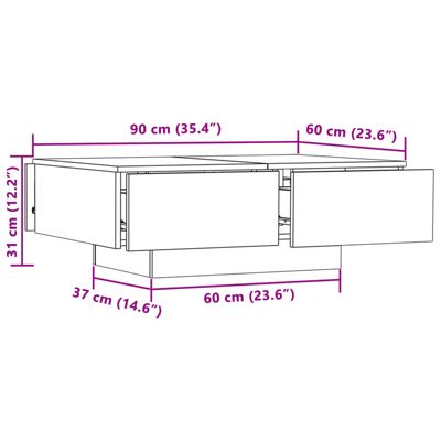 Coffee Table Sonoma Oak 35.4"x23.6"x12.2" Engineered Wood