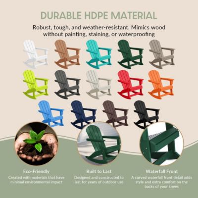 3 Piece set Outdoor Patio Poly Adirondack rocking chairs with side table