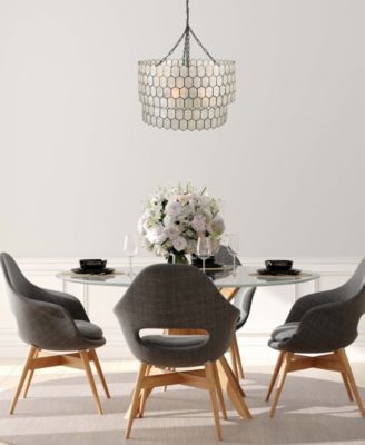 2-Tier Capiz Honeycomb Chandelier White and Black