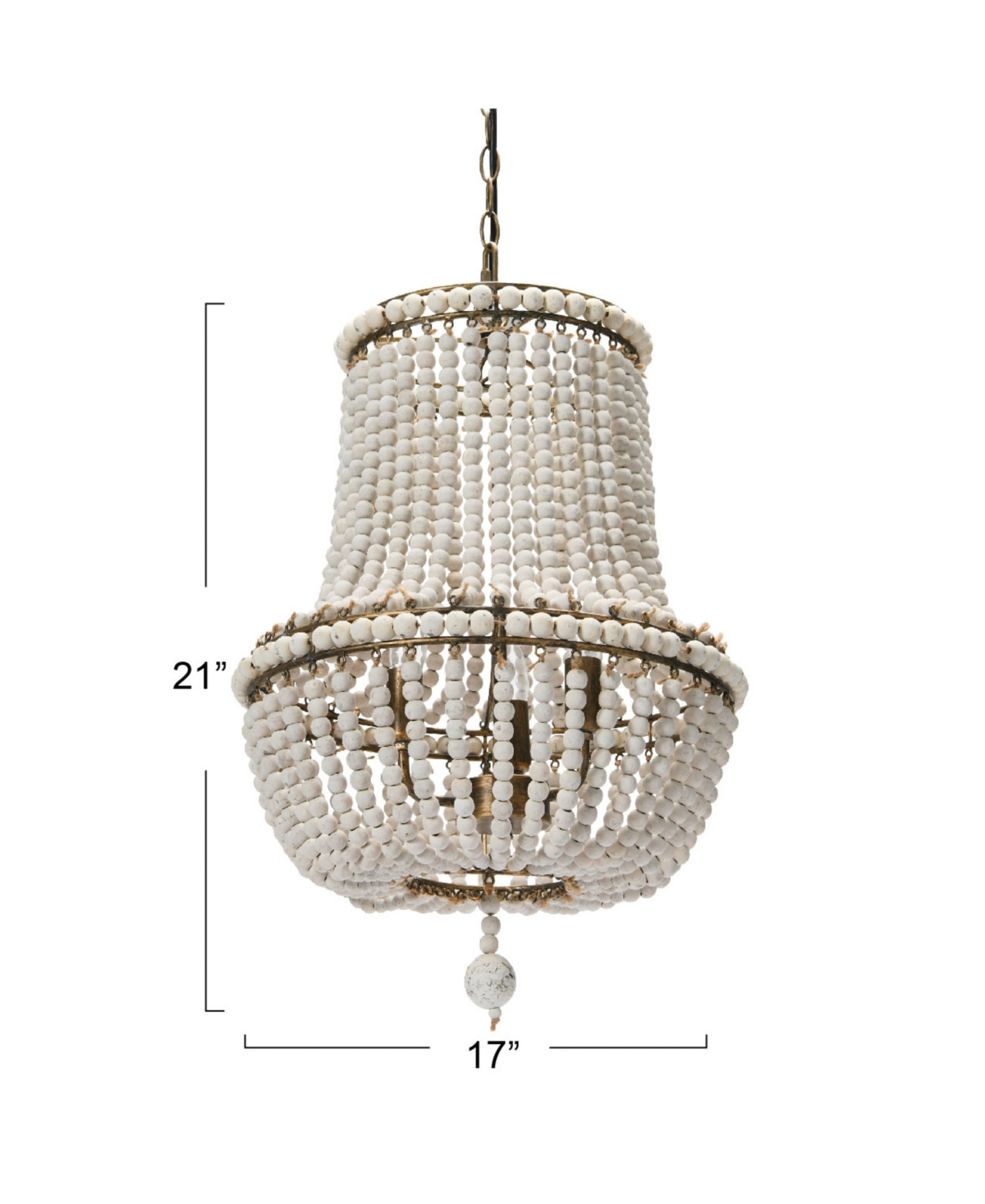 Storied Home Draped Wood Bead Chandelier In Cream