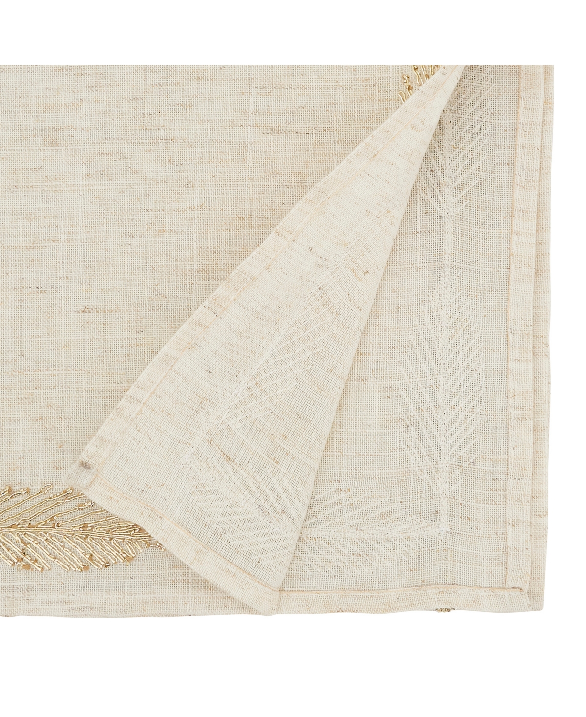 Saro Lifestyle Intricate Leaf Pattern Embroidered Table Runner, 16"x54" In Natural