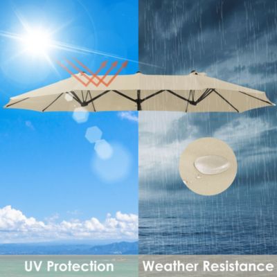 14 Ft Replacement Canopy for 12 Rib Double Sided Patio Umbrella Market Table Top Outdoor Backyard Pool Restaurant