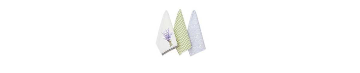 Design Imports Cotton Kitchen Towel Set Lightweight Fast-drying Dish Towels, 18x28", Lavender Bouquet, 3 Piece In Lavender Bouquet