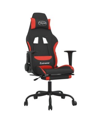Gaming Chair with Footrest Black and Red Fabric