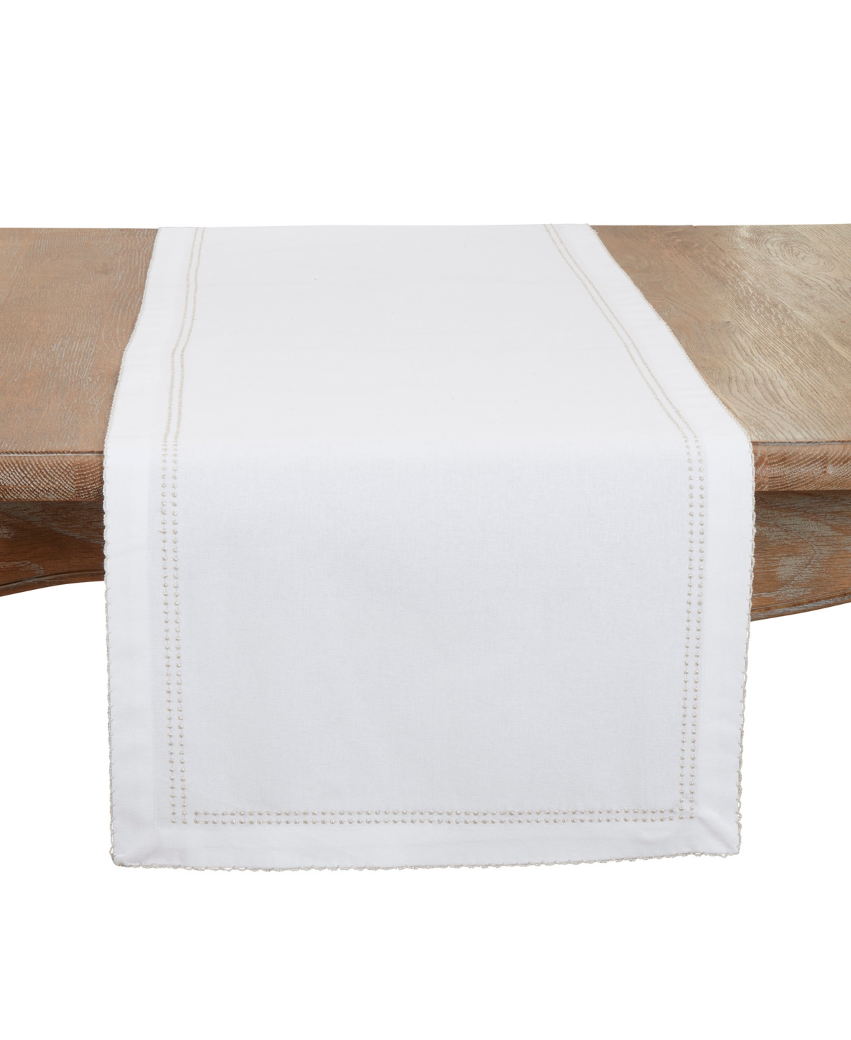 Saro Lifestyle Detailed Edge Embroidery Table Runner, 16"x72" In Gold
