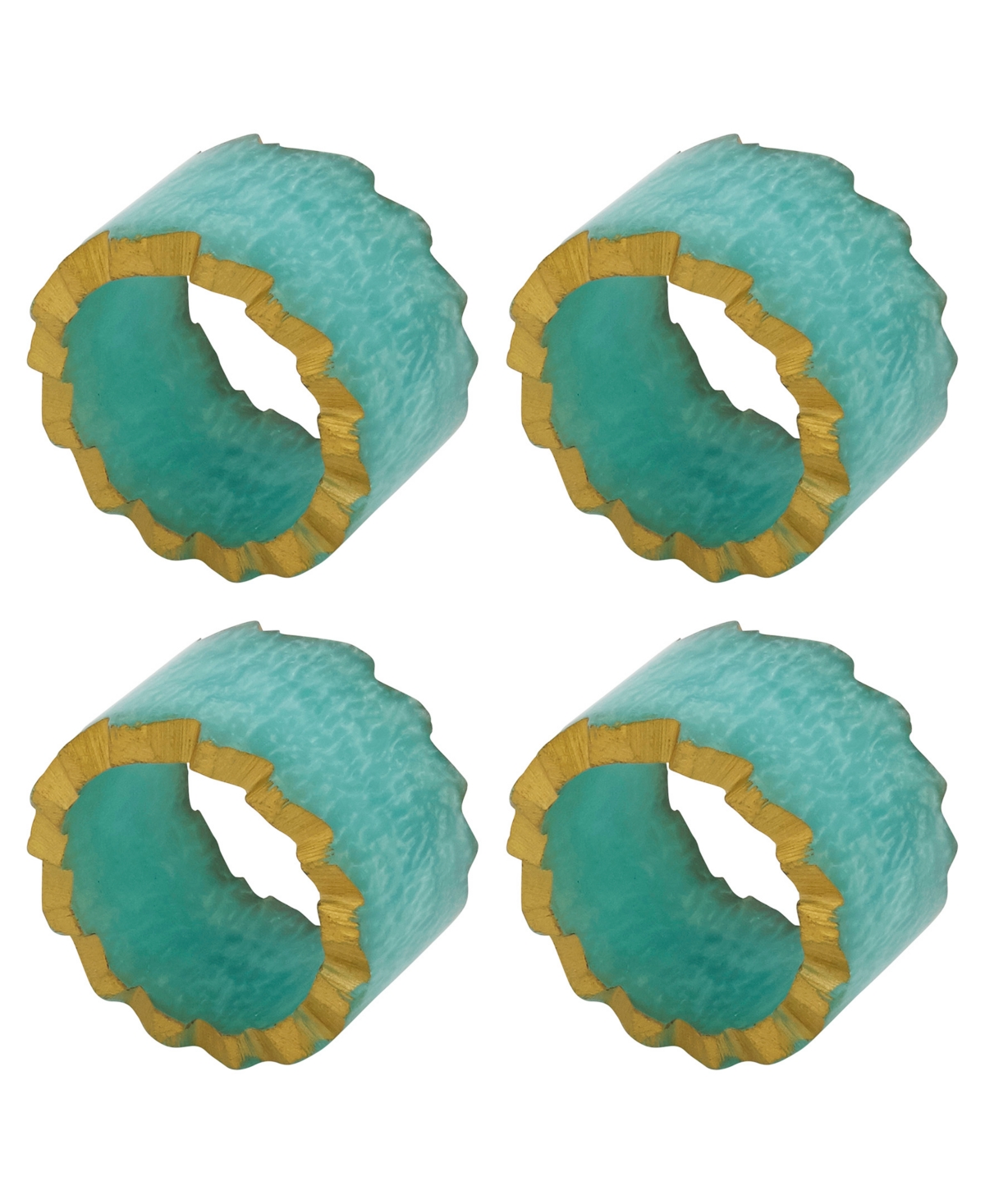 Saro Lifestyle Resin Artistry Napkin Ring Set Of 4 In Gray