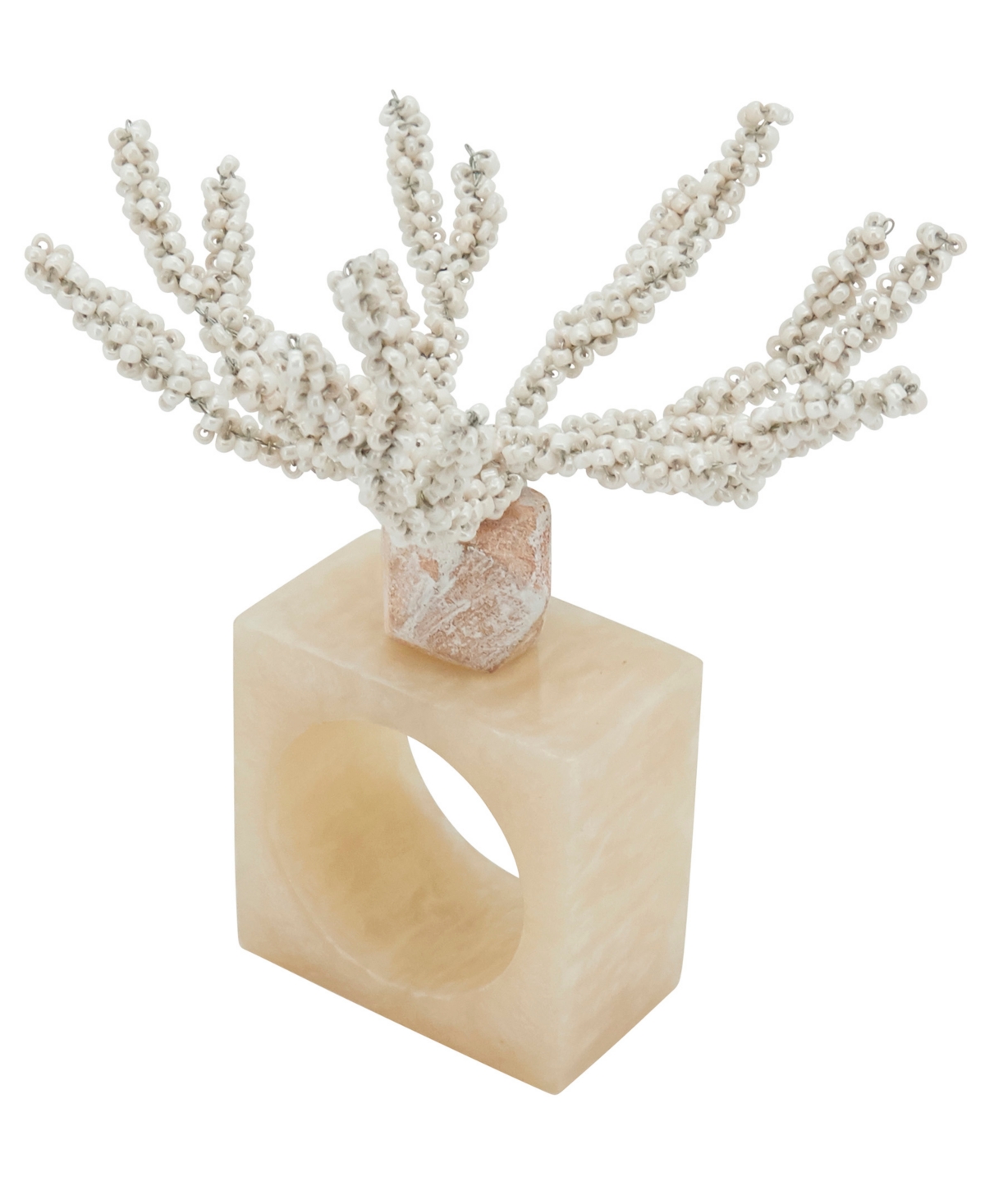 Saro Lifestyle Coral Breeze Beaded Resin Napkin Ring Set Of 4, In Aqua