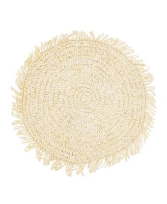 Rustic Raffia Fringe Placemat Set of 4, 14"x14"