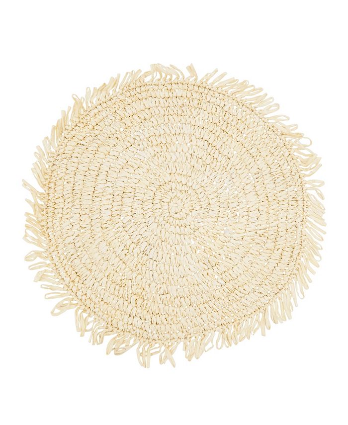 Saro Lifestyle Rustic Raffia Fringe Placemat Set of 4, 14