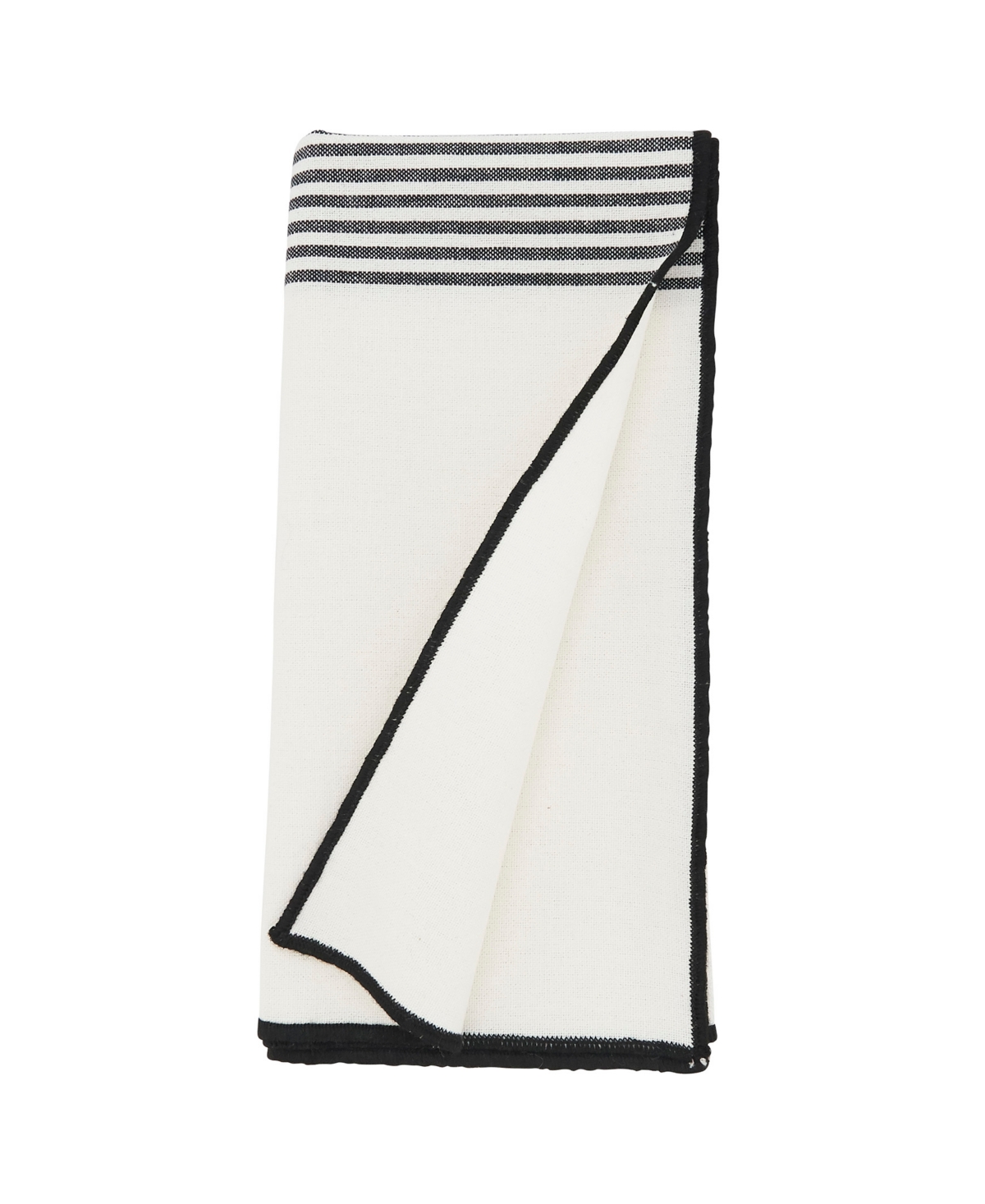 Saro Lifestyle Classic Elegance Striped Napkin Set Of 4, 20"x20" In Black,white