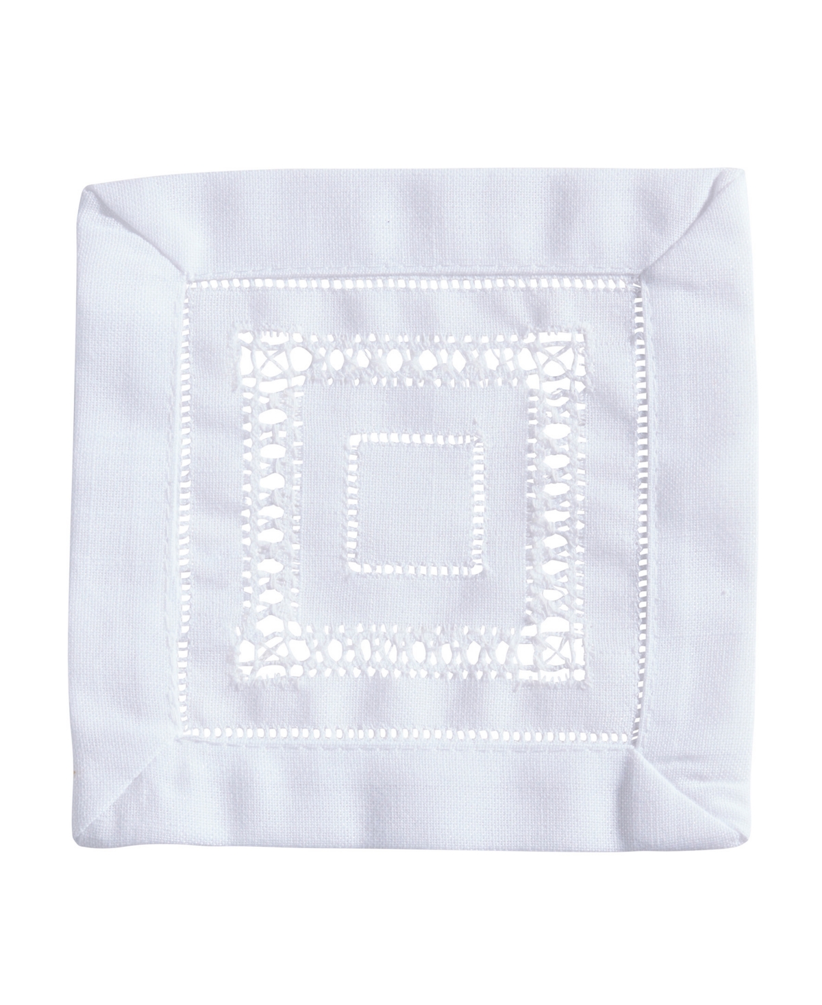 Saro Lifestyle Traditional Hemstitch Cocktail Napkin Set Of 12 6"x6" In White