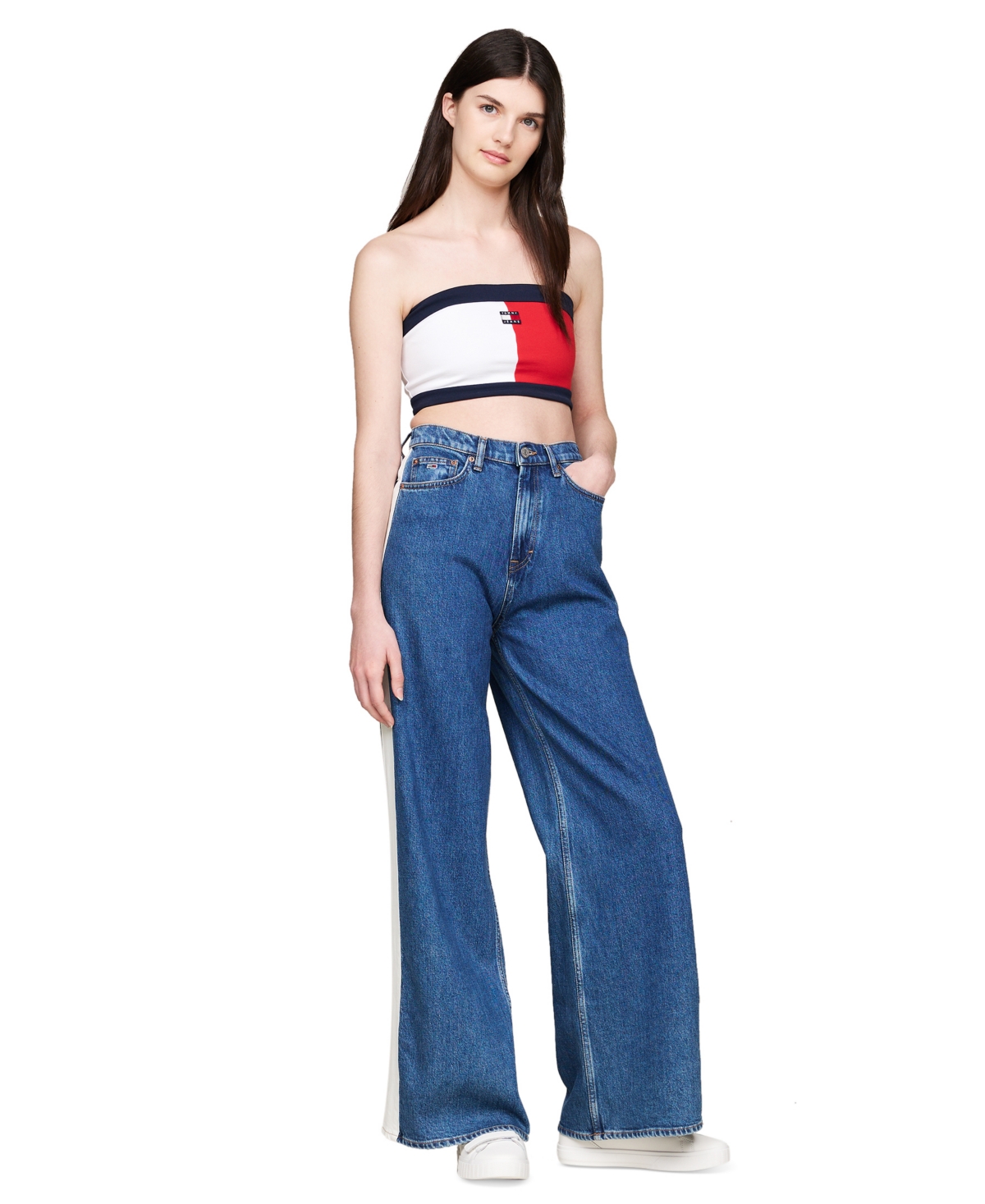 Tommy Jeans Women's Colorblocked Logo-Badge Tube Top -/ MULTI