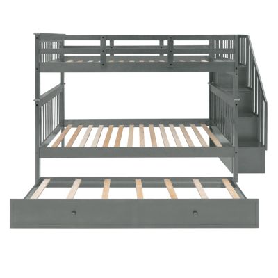 Streamdale Stairway Full-Over-Full Bunk Bed with Trundle & Storage