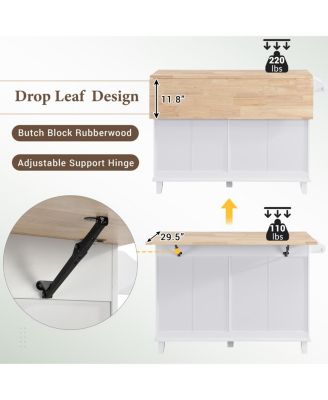 Farmhouse Kitchen Island Set with Drop Leaf and Seating