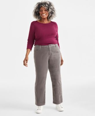 Plus Size High-Rise Straight-Leg Corduroy Pants, Macy's Exclusive