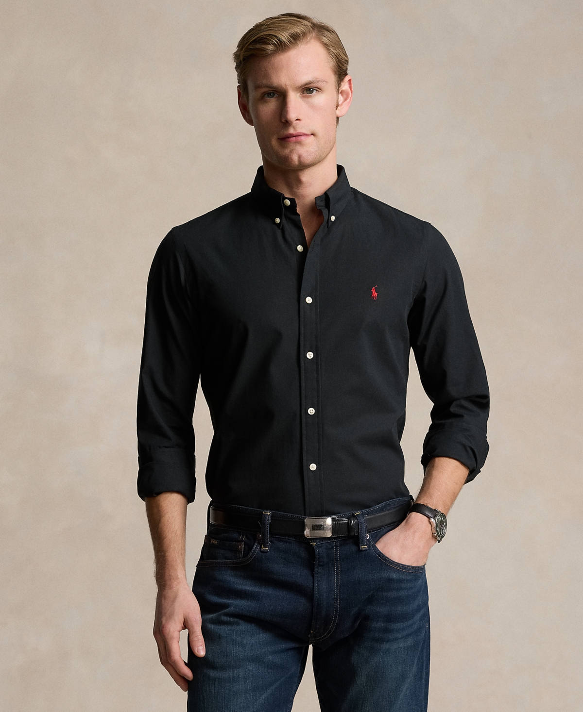 Polo Ralph Lauren Black Shirt With Pony Embroidery In Black