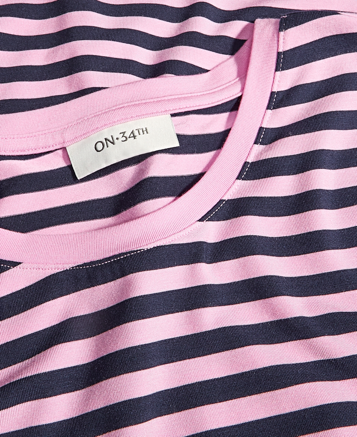 On 34th Women's Striped Cap-Sleeve T-Shirt, Created for Macy's