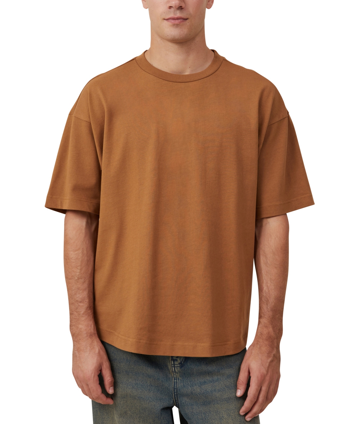 Cotton On Men's Box Fit Scooped Hem T-shirt In Brown