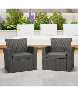 Set of 2 20" x 19" Outdoor Patio Seat Cushions Without Welt
