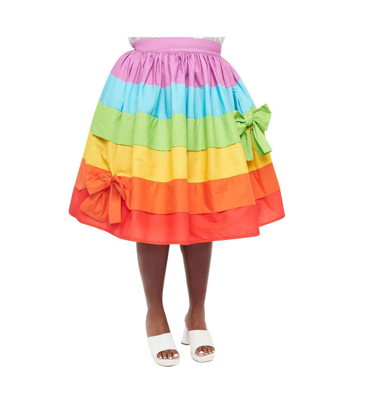 Plus Size 1950s Gellar Swing Skirt - Rainbow stripe
