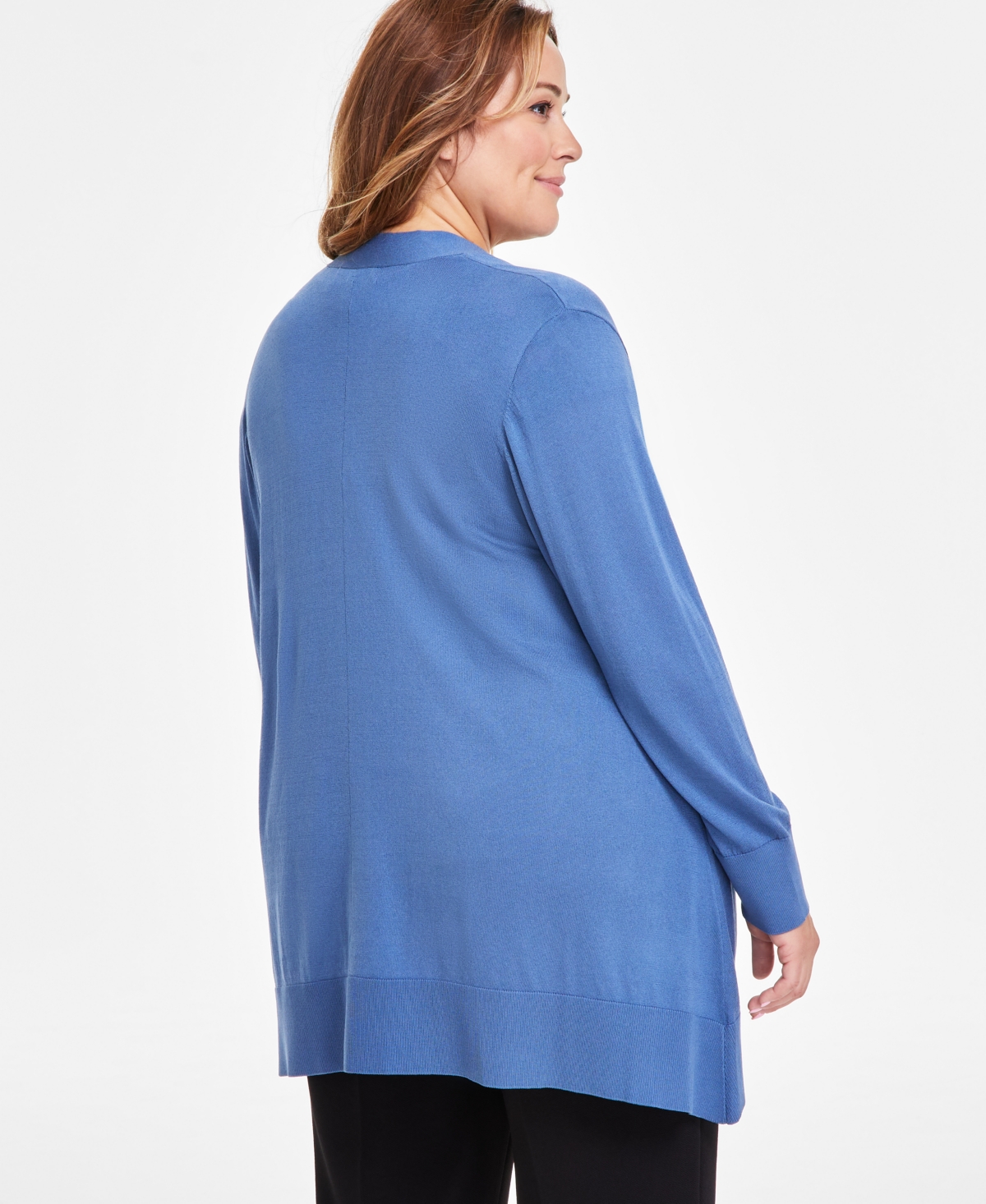 KASPER PLUS SIZE LONG-SLEEVE OPEN-FRONT CARDIGAN 