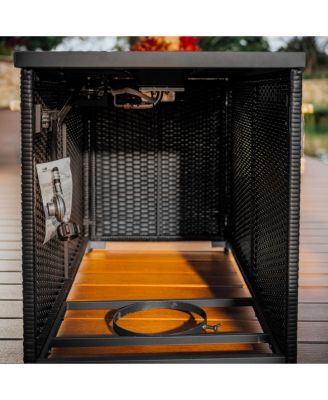 28" Wicker Rattan Fire Pit Table - Grey