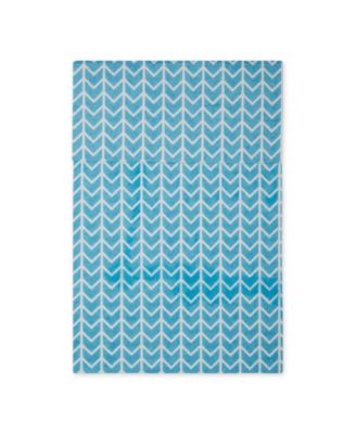 Fridge Liner Collection Non-Adhesive, Cut to Fit, 12x24", Bright Blue Herringbone, 6 Piece