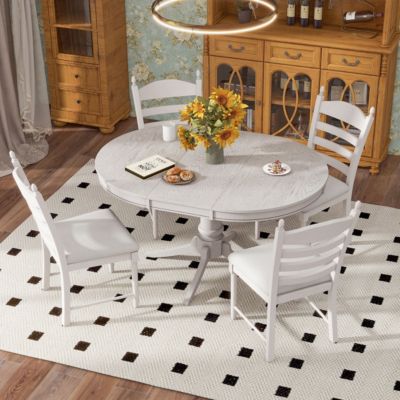 5-Piece Retro Extendable Dining Table Set