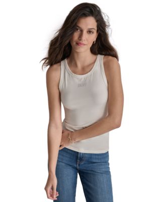 DKNY Jeans - Women's Rhinestone-Studded-Logo Tank Top