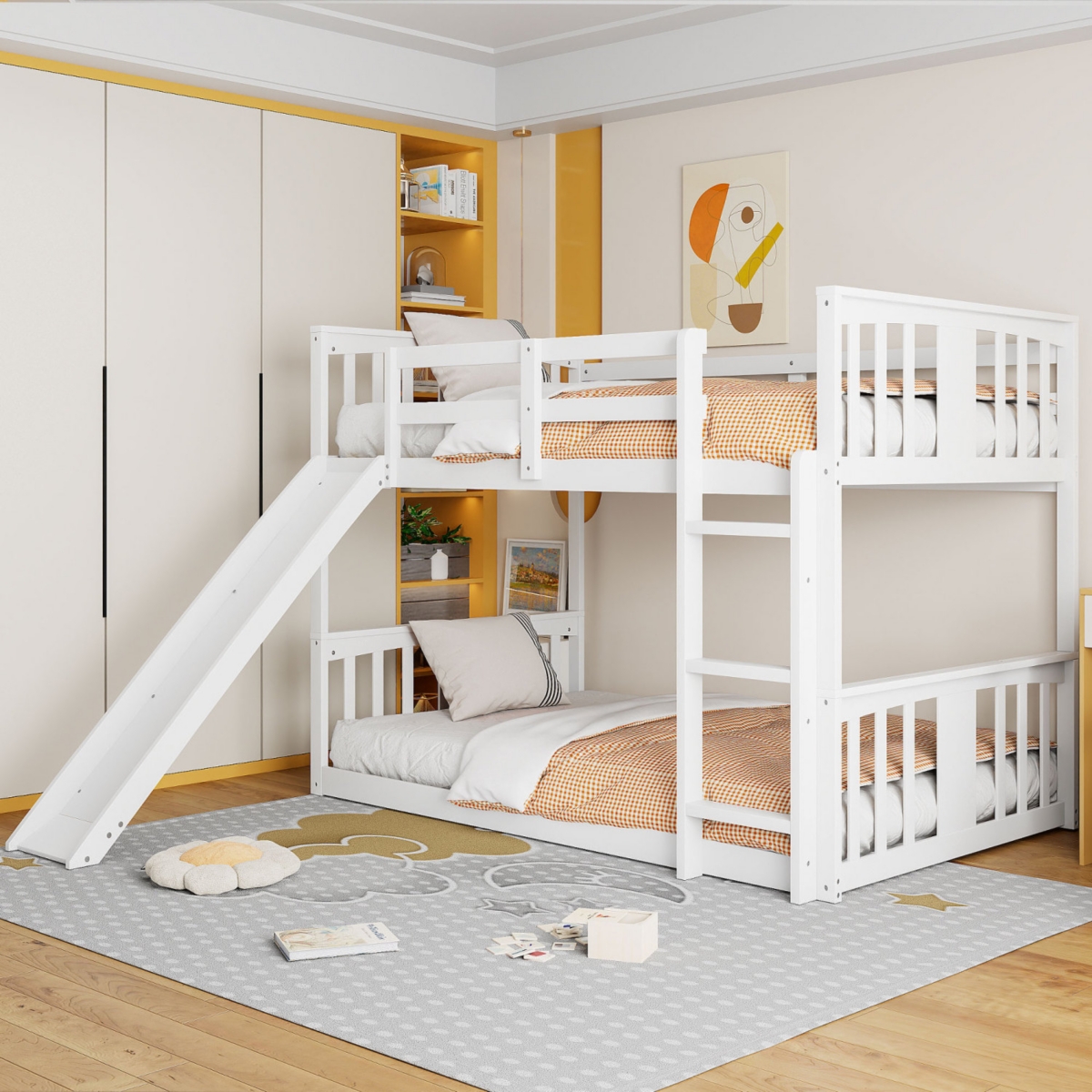 Twin Over Twin Bunk Bed with Slide and Ladder
