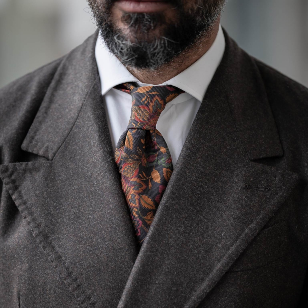 Calvino - Printed Silk Tie for Men - Black