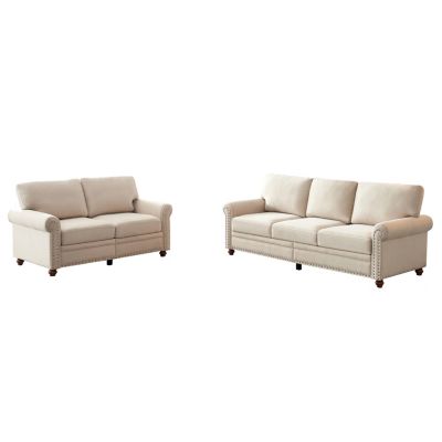  Linen Fabric Upholstered With Storage Sofa 2+3 Sectional