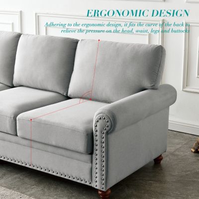  Linen Fabric Upholstered With Storage Sofa 2+3 Sectional