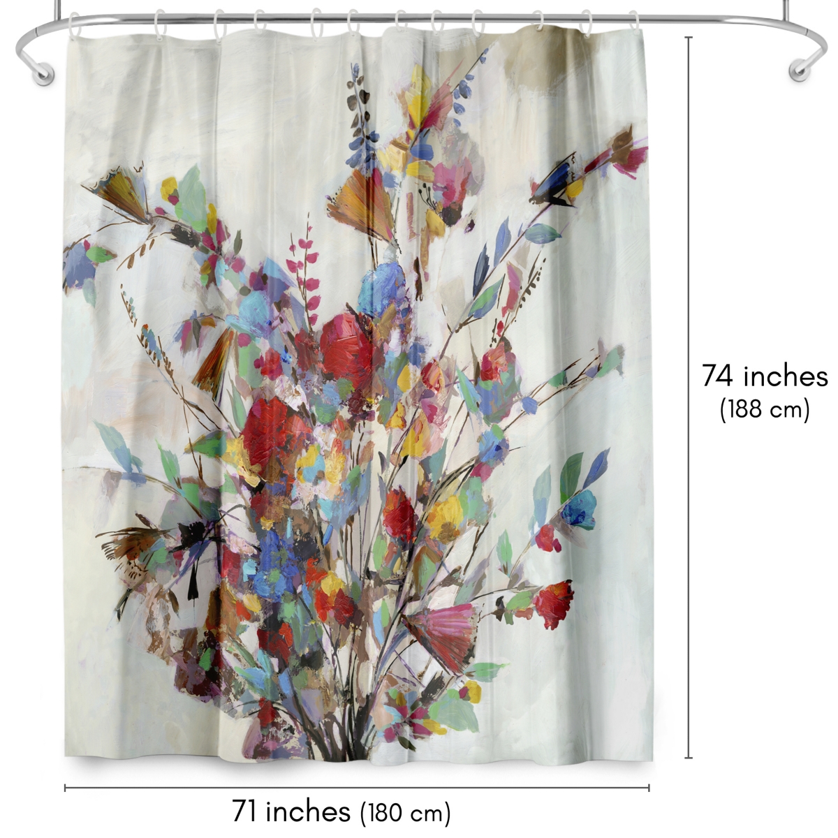 71x74 Floral Shower Curtain - Spring Bouquet by Pi Creative Art