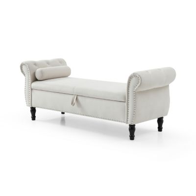 63" Velvet Multi-Use Tufted Sofa Stool