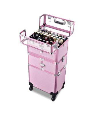 2in1 Nail Polish Organizer Rolling Makeup Train Case Manicure Storage