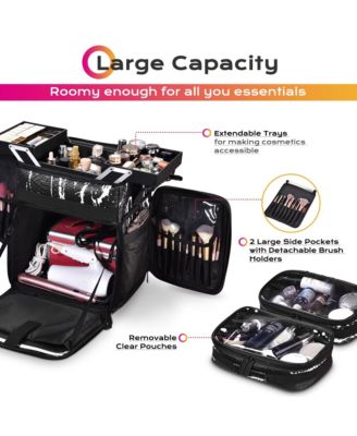 Soft Sided Rolling Makeup Train Case Cosmetic Organizer Crocodile