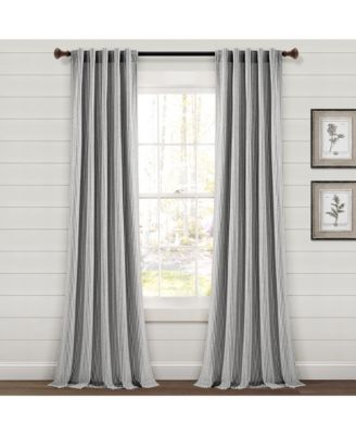 Farmhouse Vintage Stripe Yarn Dyed Cotton Back Tab/Rod Pocket Window Curtain Panels