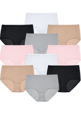Plus Size Full Coverage Nylon Brief 10-Pack