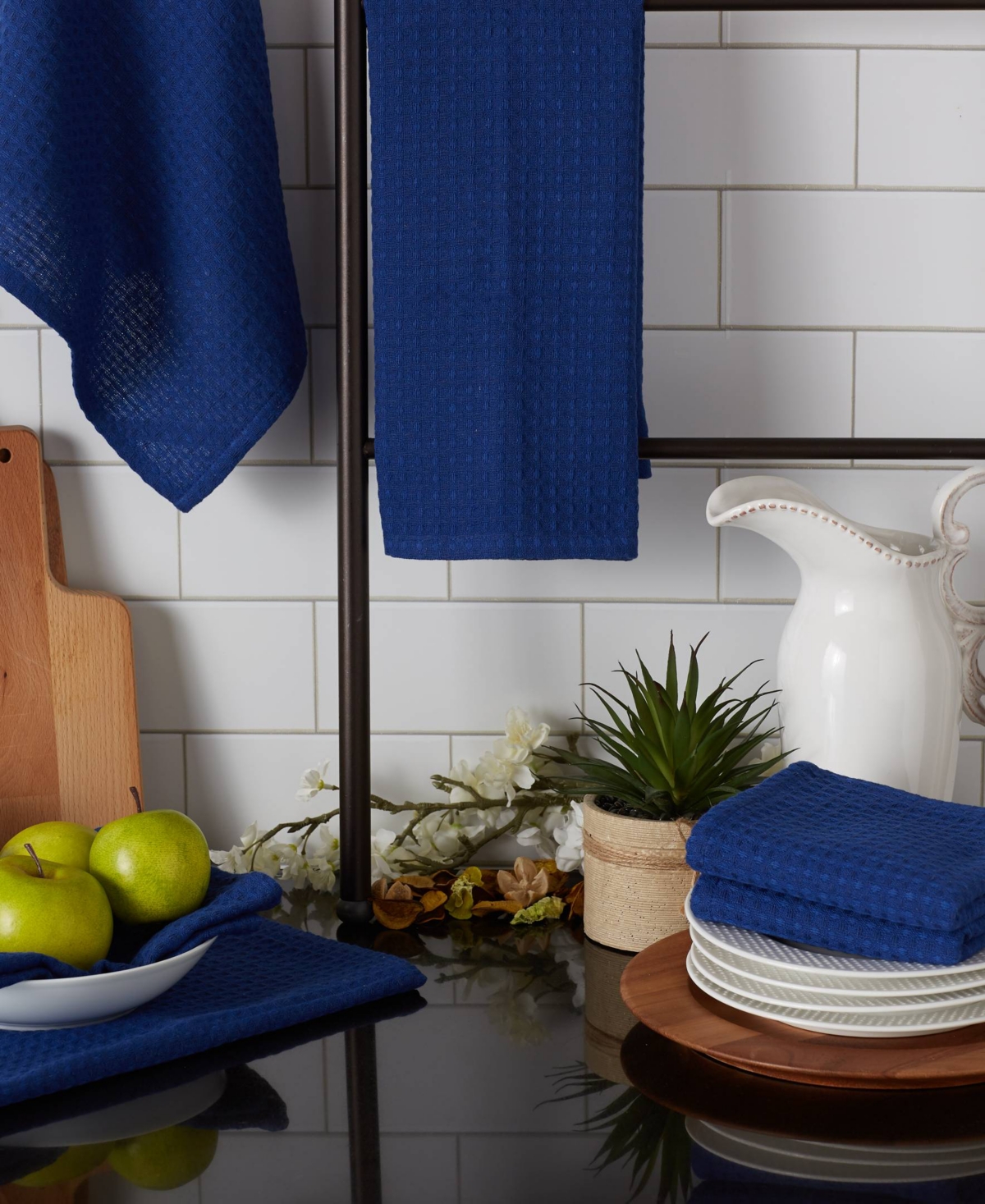 Design Imports Cotton Kitchen Collection Dishtowel Set, 18x26", Blue, 6 Piece In Blue