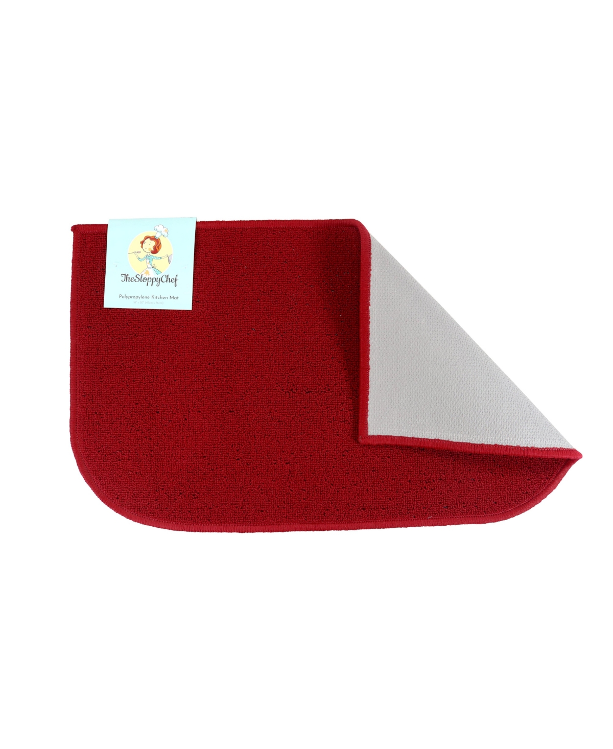 Sloppy Chef D-Shape Kitchen Throw Rugs (18x30 in.), Non-Skid Backing, Color Options