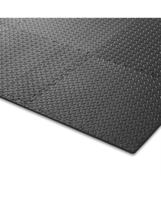 Pack of 30 Exercise Flooring Mats - 24 x 24 Inch Foam Rubber Interlocking Puzzle Floor Tiles - Black