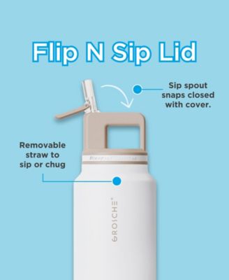 Alpine Flip 'N Sip Insulated, Leakproof Water Bottle with Straw, 40 OZ