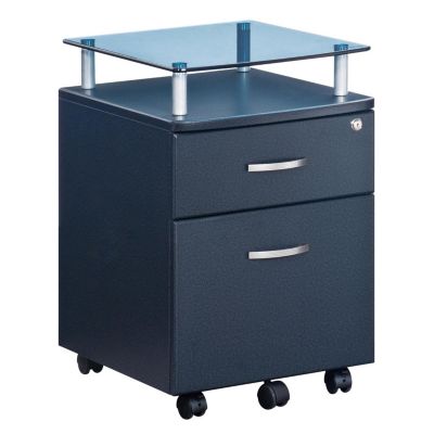 Simplie Fun Rolling File Cabinet With Glass Top, Graphite - Macy's