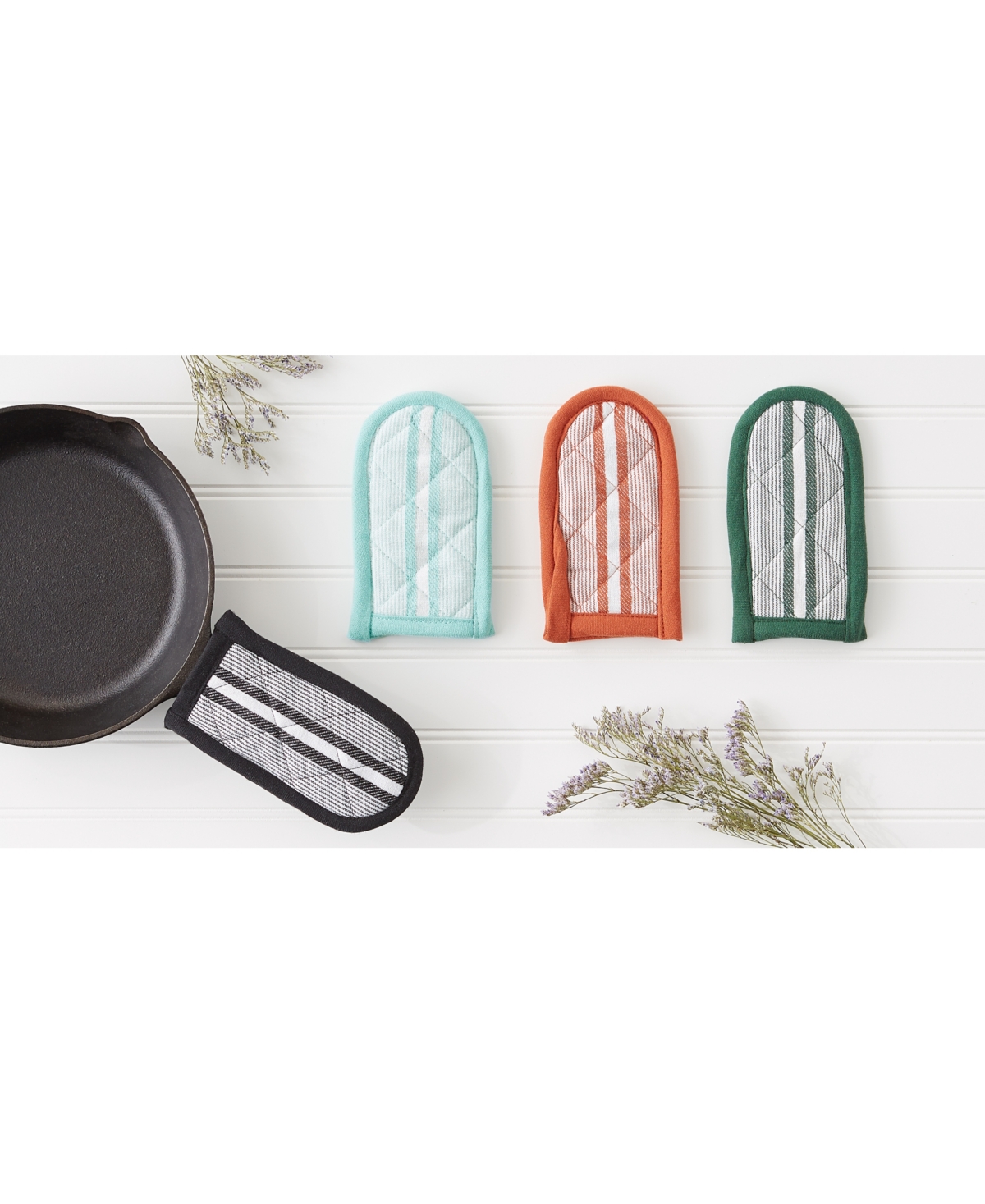 Design Imports Double Strip Chef Kitchen Cooking Baking Collection, Pan Handle Set, 6x3, 3 Piece - Black
