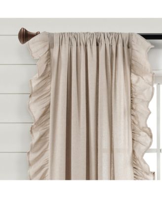 Linen Ruffle Window Curtain Panel